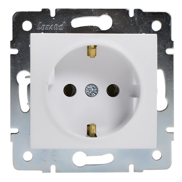 Розетка Lezard KARINA 707-0288-122B скрытая установка белая с заземлением