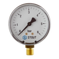 Манометр Stout (SIM-0010-630608) 1/4 НР(ш) радиальный 6 бар d63 мм