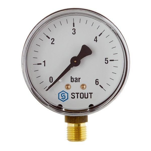 Манометр Stout (SIM-0010-630608) 1/4 НР(ш) радиальный 6 бар d63 мм