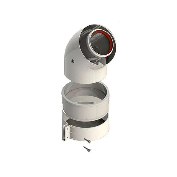 Отвод коаксиальный Stout d60/100 мм 45° комплект