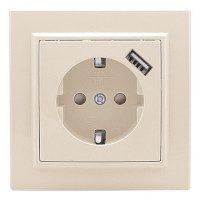 Розетка с рамкой EKF Минск ERR16-028-200-USB скрытая установка бежевая с заземлением с модулем USB