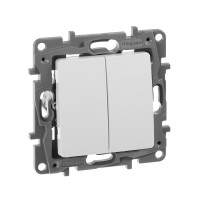 Переключатель Legrand Etika 672212 двухклавишный на 2 направления скрытая установка белый
