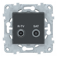Розетка телевизионная Schneider Electric Unica NEW NU545654 проходная R-TV-SAT скрытая установка антрацит