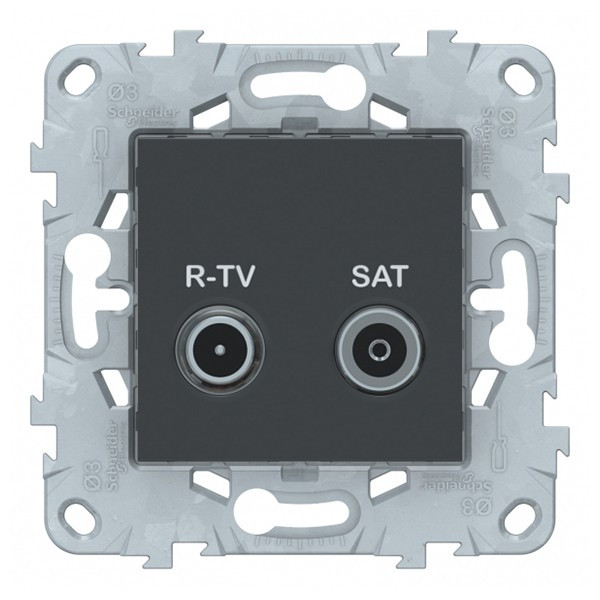 Розетка телевизионная Schneider Electric Unica NEW NU545654 проходная R-TV-SAT скрытая установка антрацит