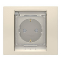 Розетка Schneider Electric Unica NEW NU003744 скрытая установка бежевая с заземлением IP44 со шторками с крышкой