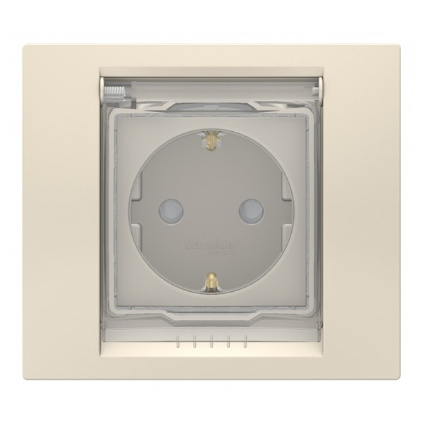 Розетка Schneider Electric Unica NEW NU003744 скрытая установка бежевая с заземлением IP44 со шторками с крышкой
