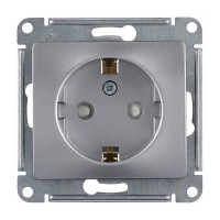 Розетка Schneider Electric Glossa GSL000345 скрытая установка алюминий с заземлением со шторками