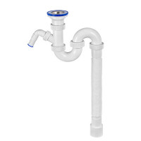 Сифон для мойки и раковины VIRPLAST by WIRQUIN 30980698 1 1/2"х40 прямоточный с выпуском D 70 мм и гибк