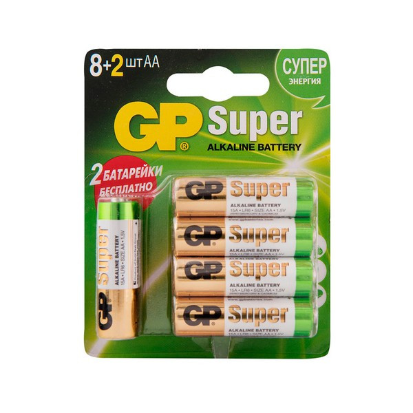 Батарейка GP Batteries Super АА пальчиковая LR6 1,5 В (10 шт.)