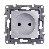 Розетка Legrand Etika 672434 скрытая установка алюминий без заземления со шторками винтовой зажим