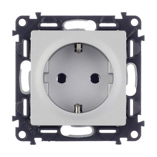 Розетка Legrand Valena LIFE 753621 скрытая установка алюминий с заземлением