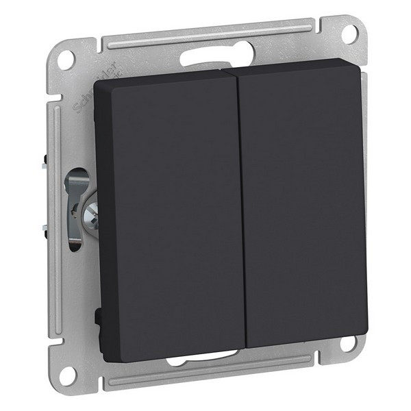 Переключатель Schneider Electric Atlas Design ATN001065 двухклавишный на 2 направления скрытая установка карбон