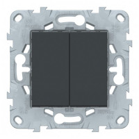Переключатель Schneider Electric Unica NEW NU521354 двухклавишный на 2 направления скрытая установка антрацит