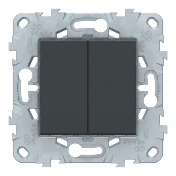 Переключатель Schneider Electric Unica NEW NU521354 двухклавишный на 2 направления скрытая установка антрацит