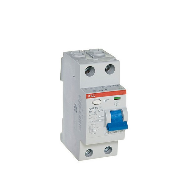 УЗО ABB F202 (2CSF202001R1630) 63А 30 мА 2Р тип АС 10 кА