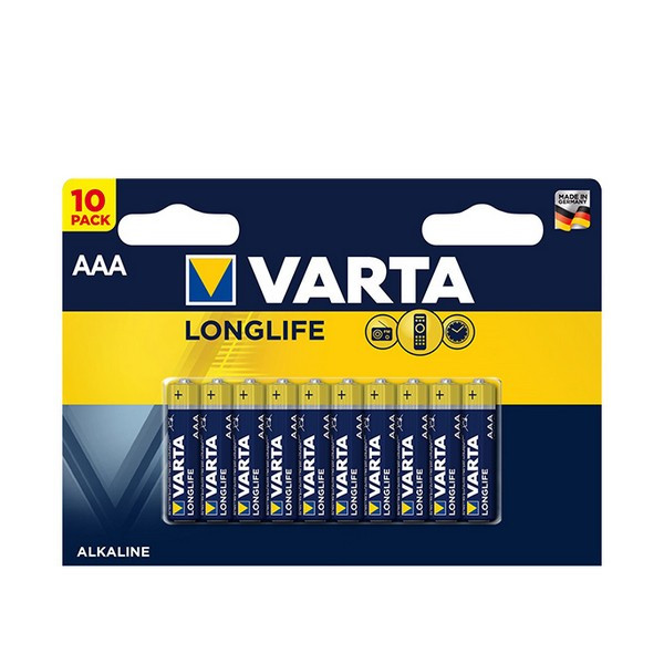 Батарейка VARTA LONGLIFE AAA мизинчиковая LR03 1,5 В (10 шт.)