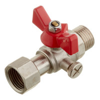 Кран шаровой латунный VALTEC (VT.806.N.0404) 1/2 НР(ш) х 1/2 ВР(г) для подключения манометра проходной бабочка прямой