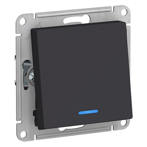 Переключатель Schneider Electric Atlas Design ATN001063 одноклавишный на 2 направления скрытая установка карбон с подсветкой