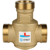 Клапан термостатический Stout (SVM-0030-325506) 1 1/4 НР(ш) х 1 1/4 НР(ш) х 1 1/4 НР(ш) для твердотопливных котлов 60 °С