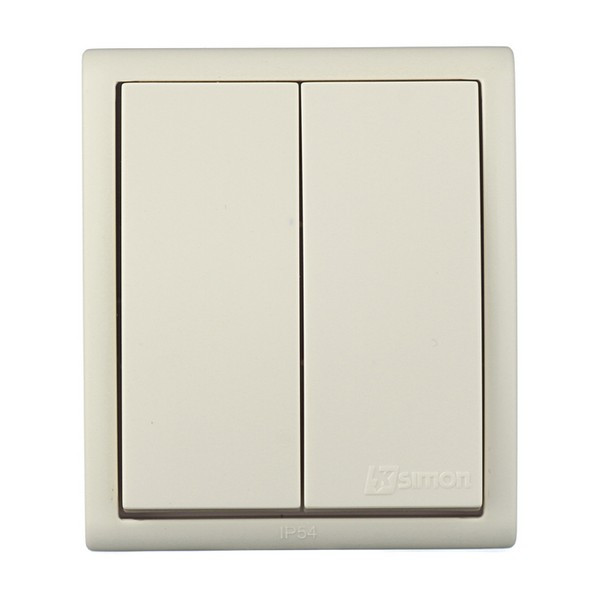 Выключатель Simon 15 Aqua 1594398-031 двухклавишный открытая установка слоновая кость IP54
