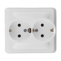 Розетка с рамкой Schneider Electric Этюд PC16-007B двойная скрытая установка белая с заземлением