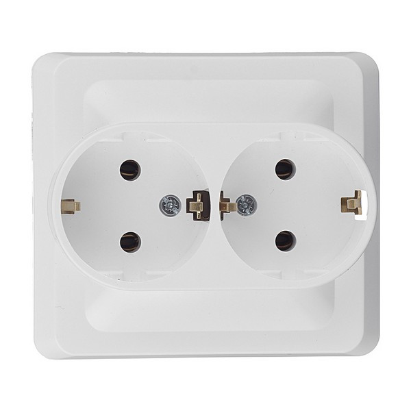 Розетка с рамкой Schneider Electric Этюд PC16-007B двойная скрытая установка белая с заземлением