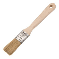 Кисть плоская натуральная щетина Wenzo Wood 25х15 мм для эмалей и лаков на алкидной основе