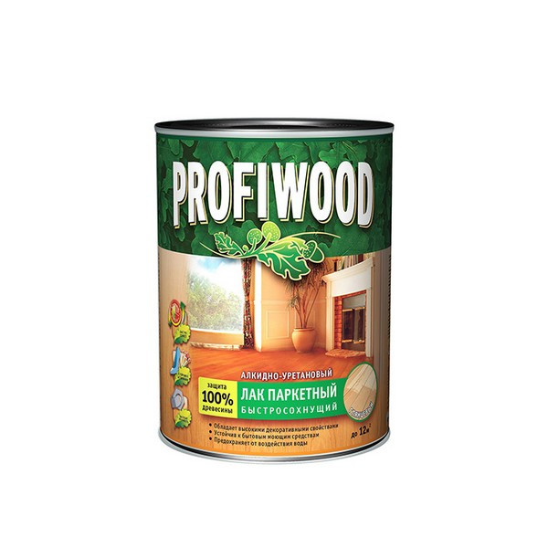 Лак алкидно-уретановый паркетный Profiwood бесцветный 0,8 л/0,7 кг глянцевый