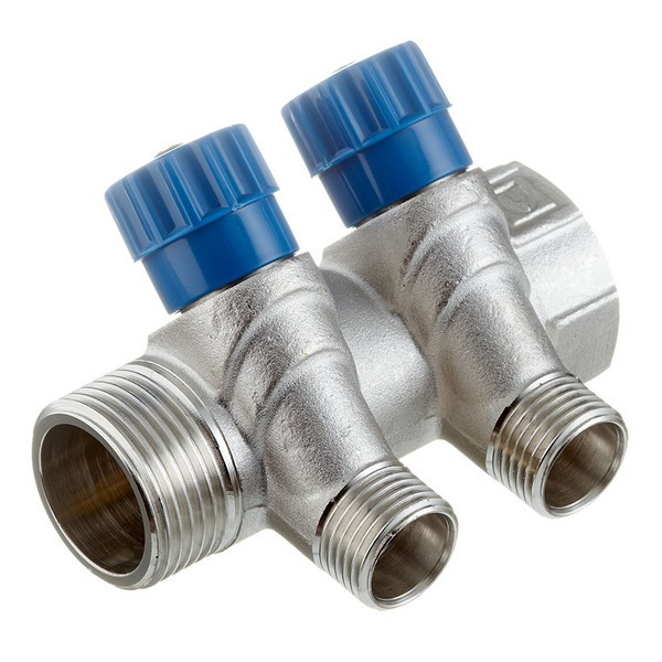 Коллектор VALTEC (VTc.560.N.0602) 1 ВР(г) х 2 выхода 1/2 НР(ш) х 1 НР(ш) регулируeмый