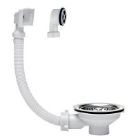 Выпуск для мойки WIRQUIN 30987086 3 1/2" с нержавеющей чашкой D 114 мм и универсальным переливом