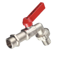 Кран шаровой латунный VALTEC (VT.051.N.05) 3/4 НР(ш) х 3/4 НР(ш) ручка со штуцером угловой