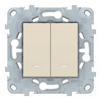 Выключатель Schneider Electric Unica NEW NU521144N двухклавишный скрытая установка бежевый с подсветкой