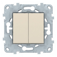 Переключатель Schneider Electric Unica NEW NU521544 двухклавишный перекрестный скрытая установка бежевый