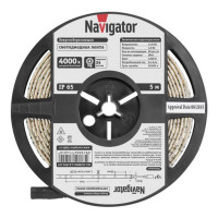 Лента светодиодная SMD 3528 Navigator 4000К естественный белый свет 4,8 Вт 12 В IP65 5 м