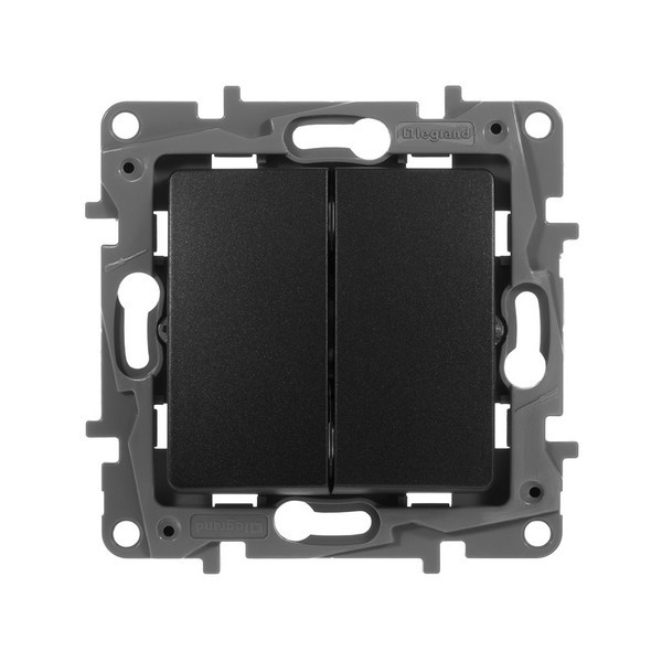 Выключатель Legrand Etika 672602 двухклавишный скрытая установка антрацит