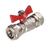 Кран шаровой латунный VALTEC (VT.343.N.1616) 16 обж(ц) для металлопластиковых труб бабочка прямой