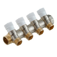 Коллектор Stout (SMB 6851 341204) 3/4 ВР(г) х 4 выхода 1/2 НР(ш) х 3/4 НР(ш) регулируeмый