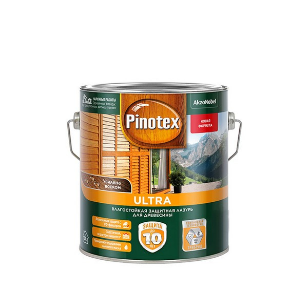 Антисептик Pinotex Ultra декоративный для дерева ореховое дерево 2,7 л