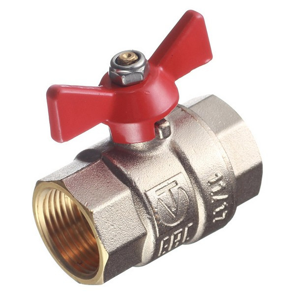 Кран шаровой латунный VALTEC Base (VT.217.N.05) 3/4 ВР(г) х 3/4 ВР(г) бабочка прямой