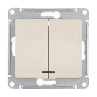 Выключатель Schneider Electric Glossa GSL000253 двухклавишный скрытая установка бежевый с подсветкой