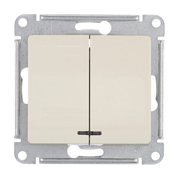 Выключатель Schneider Electric Glossa GSL000253 двухклавишный скрытая установка бежевый с подсветкой