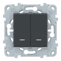 Переключатель Schneider Electric Unica NEW NU521354N двухклавишный на 2 направления скрытая установка антрацит с подсветкой