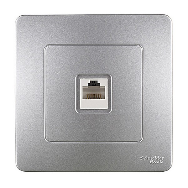 Розетка компьютерная с рамкой Schneider Electric Blanca BLNIS045003 скрытая установка алюминий один модуль RJ45 cat 5e