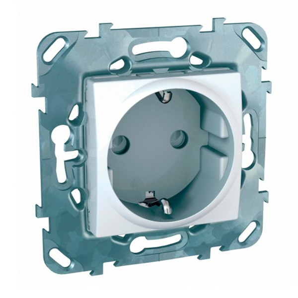 Розетка Schneider Electric Unica MGU5.037.18ZD скрытая установка белая с заземлением со шторками
