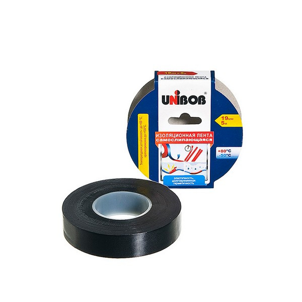 Изолента Unibob EPDM черная 19 мм 5 м самослипающаяся