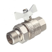Кран шаровой латунный VALTEC Base (VT.227.NW.05) 3/4 ВР(г) х 3/4 НР(ш) бабочка с полусгоном прямой