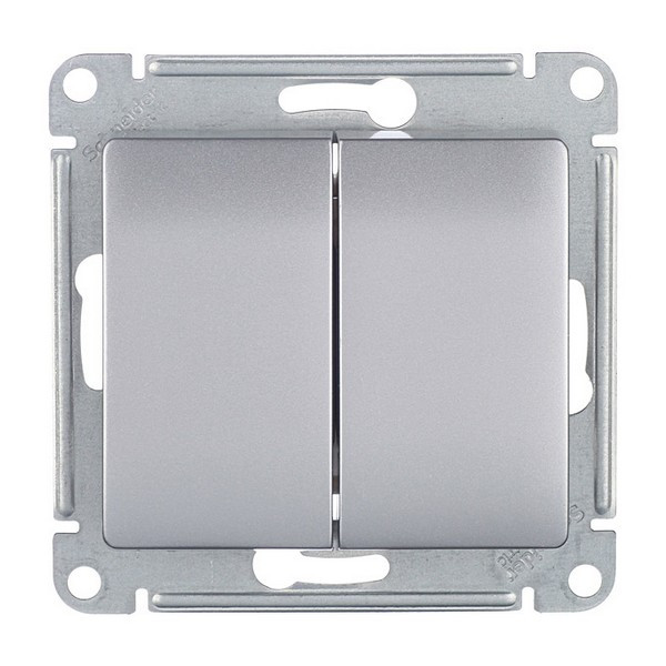 Выключатель Schneider Electric Glossa GSL000351 двухклавишный скрытая установка алюминий