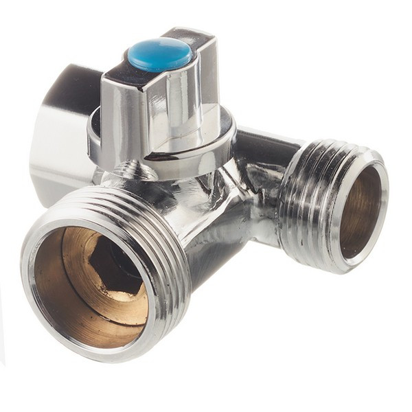 Кран шаровой латунный VALTEC (VT.256.N.04) 1/2 ВР(г) х 3/4 НР(ш) х 1/2 НР(ш) к бытовой технике проходной бабочка трехходовой