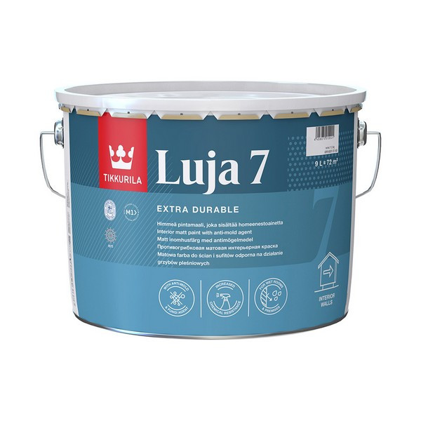 Краска водно-дисперсионная Tikkurila Luja 7 Himmea моющаяся белая основа А 9 л