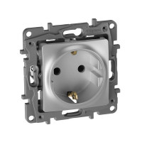 Розетка Legrand Etika 672421 скрытая установка алюминий с заземлением